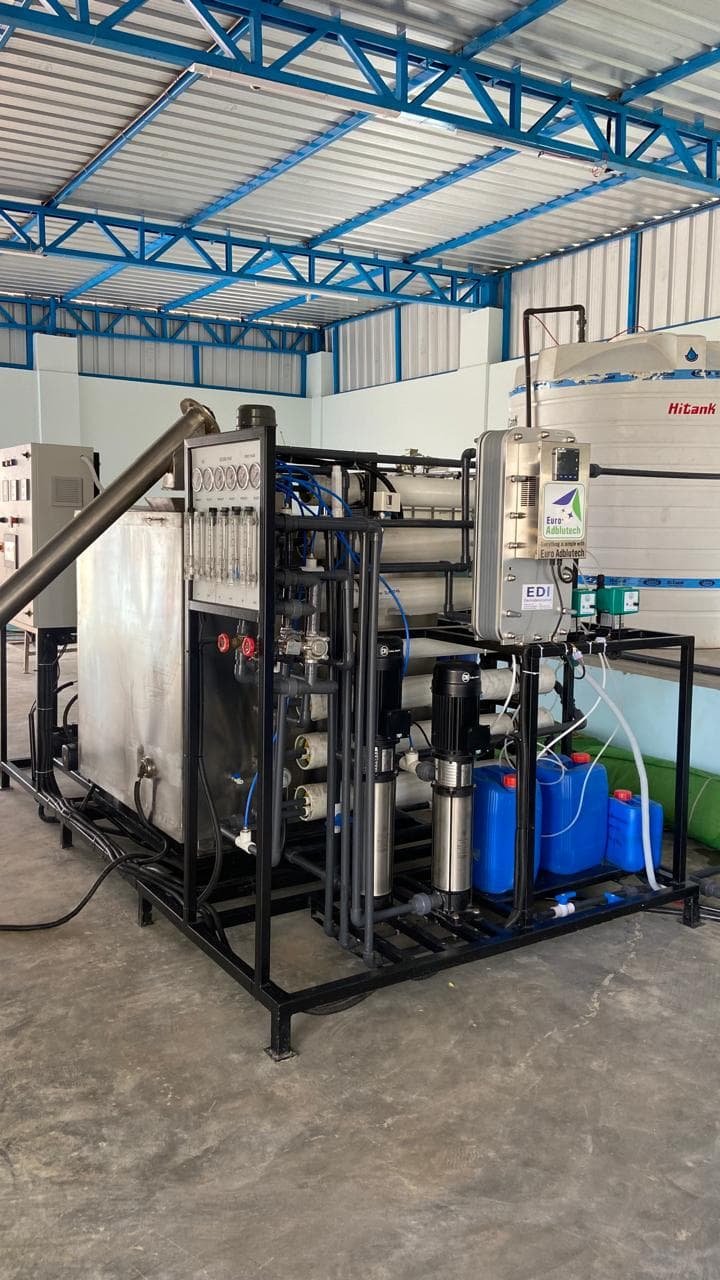 RO and electro-deionisation skid producing ASTM Type I water at the EcoSmart +Blue plant.